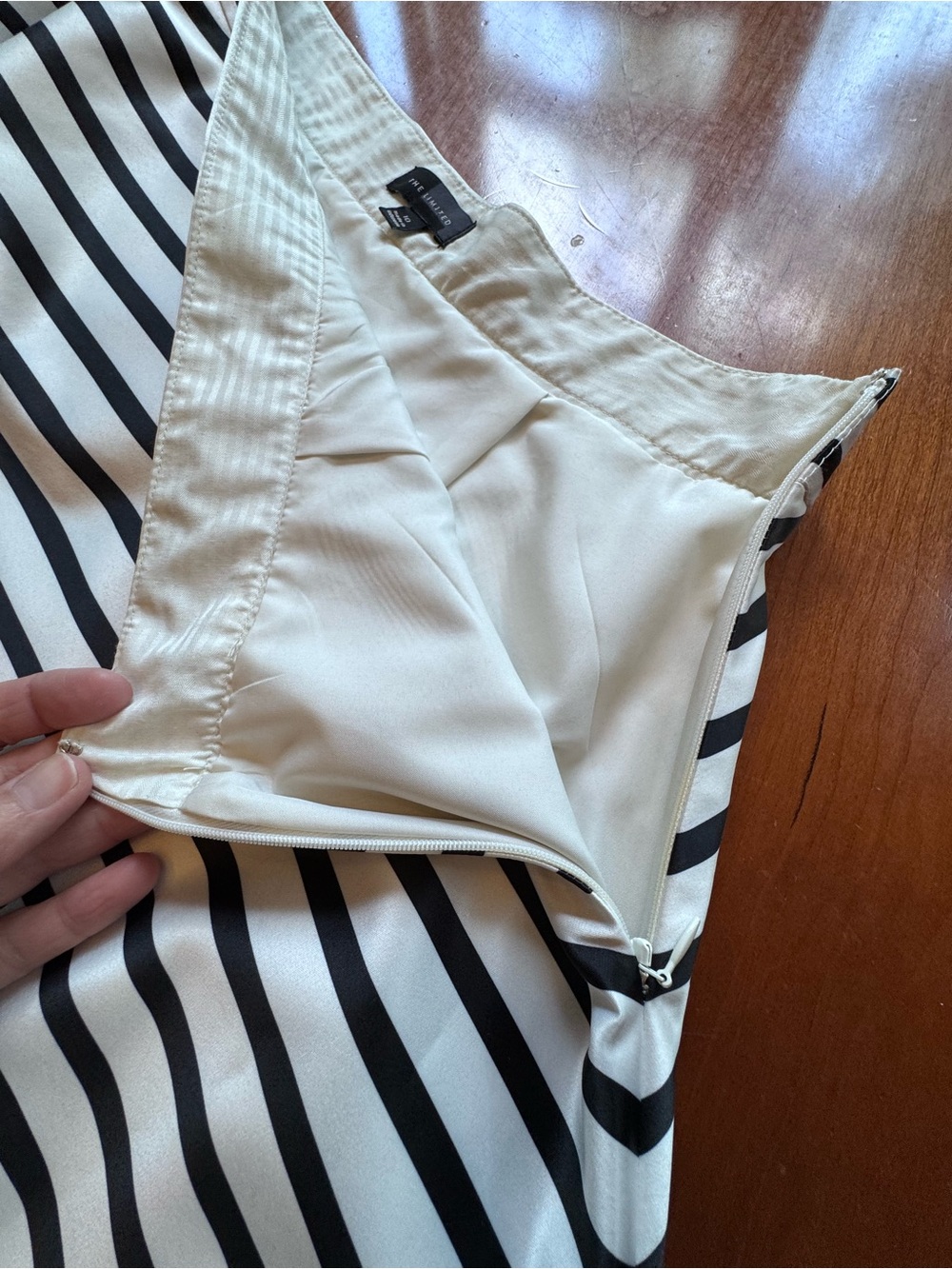 The Limited Striped A line Skirt Satin Size 10 - Picture 13 of 14